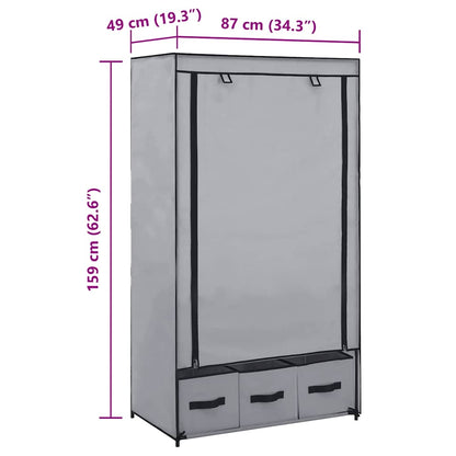 Wardrobe Grey 87x49x159 cm Fabric