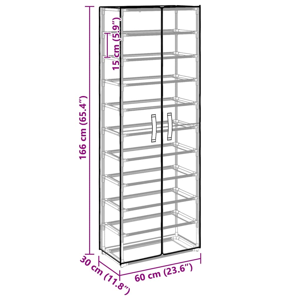 Shoe Cabinet Black 60x30x166 cm Fabric