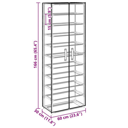 Shoe Cabinet Black 60x30x166 cm Fabric