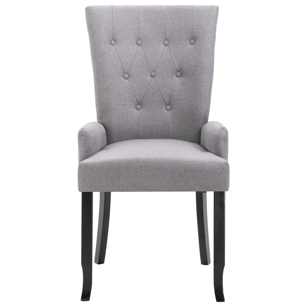 Dining Chair with Armrests Light Gray Fabric