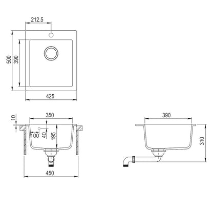 Granite Kitchen Sink Single Basin Beige