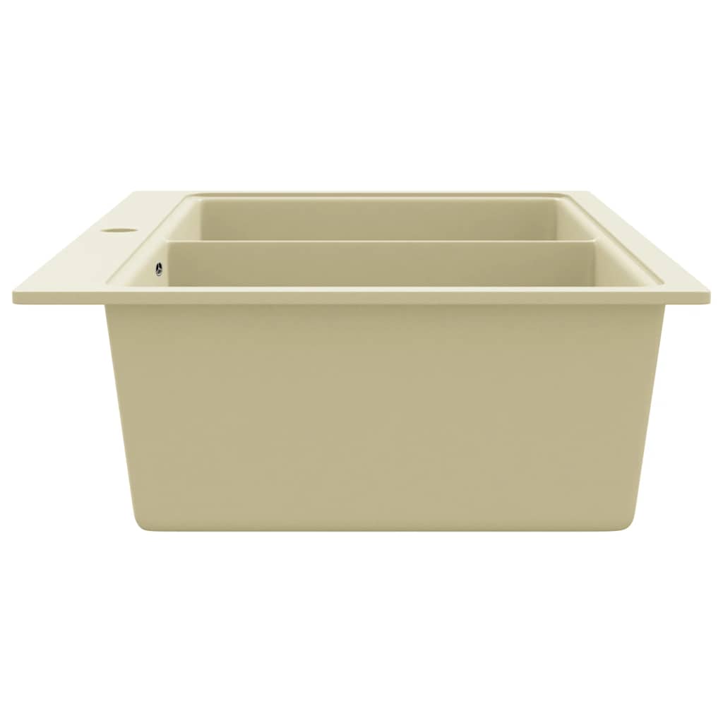 Granite Kitchen Sink Double Basins Beige