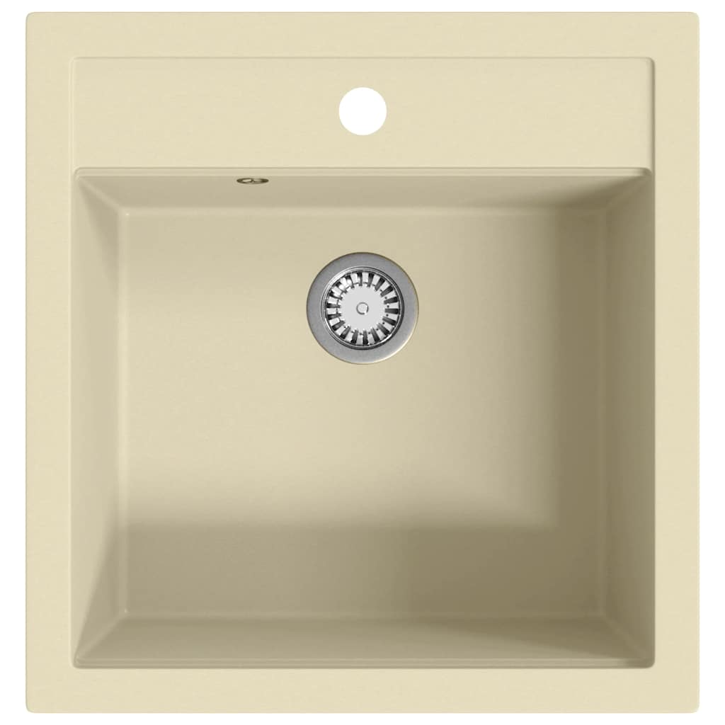 144856 vidaXL Granite Kitchen Sink Single Basin Beige