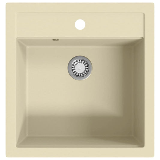 144856 vidaXL Granite Kitchen Sink Single Basin Beige