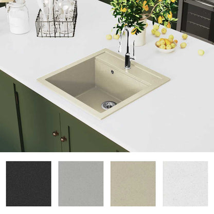 144856 vidaXL Granite Kitchen Sink Single Basin Beige