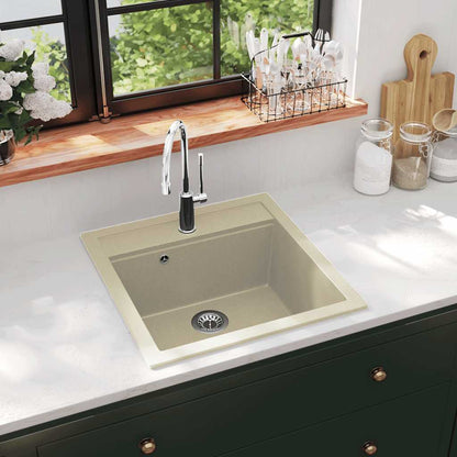 144856 vidaXL Granite Kitchen Sink Single Basin Beige