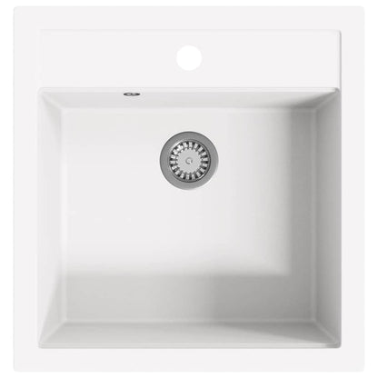 144857 vidaXL Granite Kitchen Sink Single Basin White