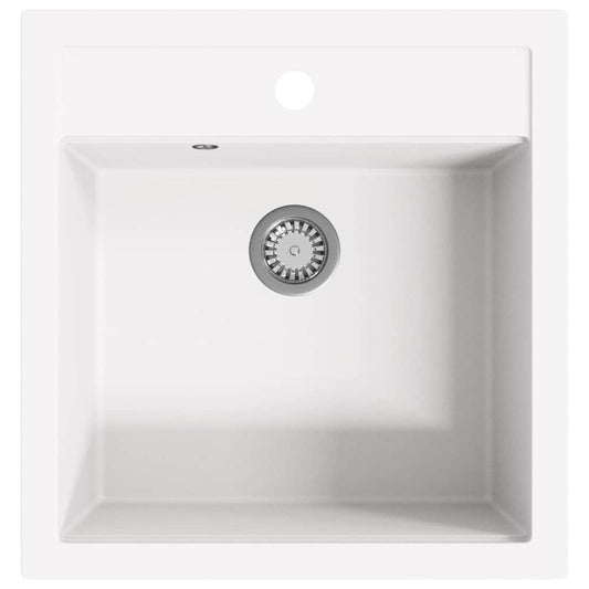 144857 vidaXL Granite Kitchen Sink Single Basin White