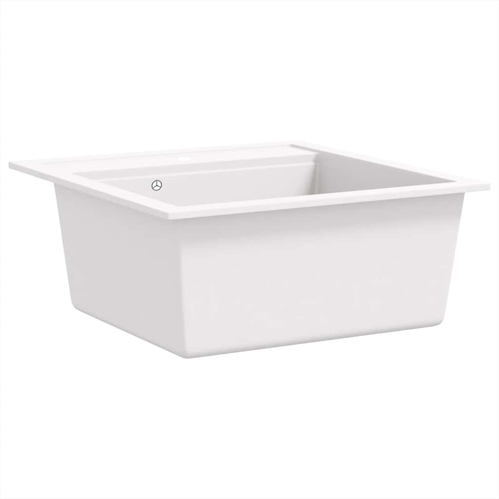 144857 vidaXL Granite Kitchen Sink Single Basin White