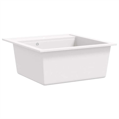 144857 vidaXL Granite Kitchen Sink Single Basin White