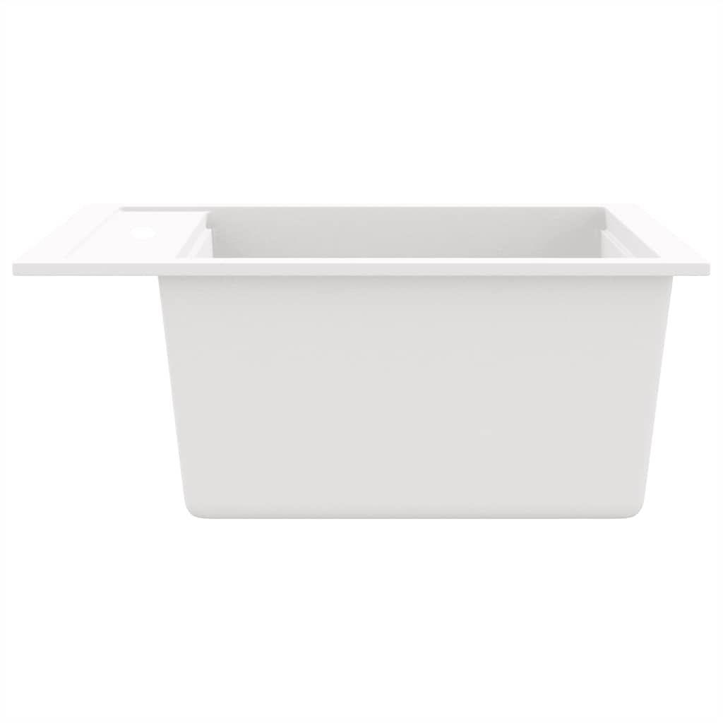 144857 vidaXL Granite Kitchen Sink Single Basin White