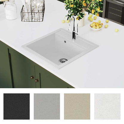 144857 vidaXL Granite Kitchen Sink Single Basin White