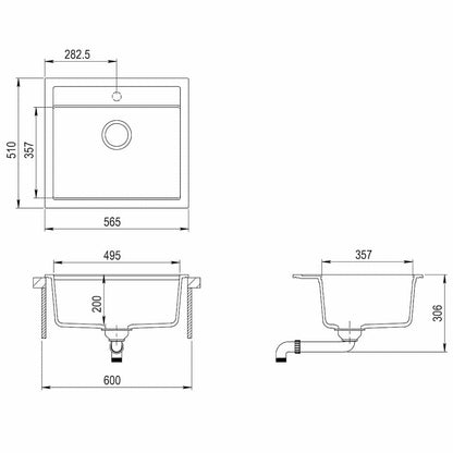 144862 vidaXL Granite Kitchen Sink Single Basin Beige