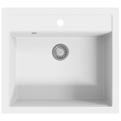 144863 vidaXL Granite Kitchen Sink Single Basin White
