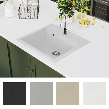 144863 vidaXL Granite Kitchen Sink Single Basin White