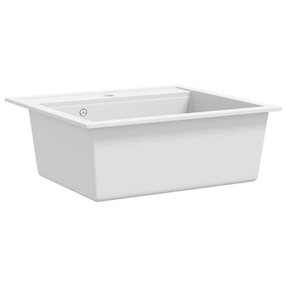 144863 vidaXL Granite Kitchen Sink Single Basin White