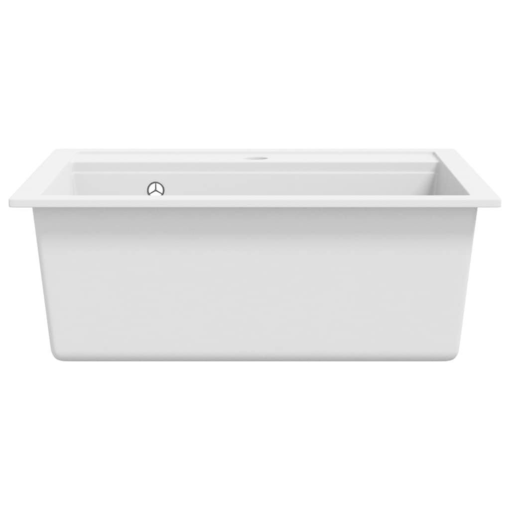 144863 vidaXL Granite Kitchen Sink Single Basin White