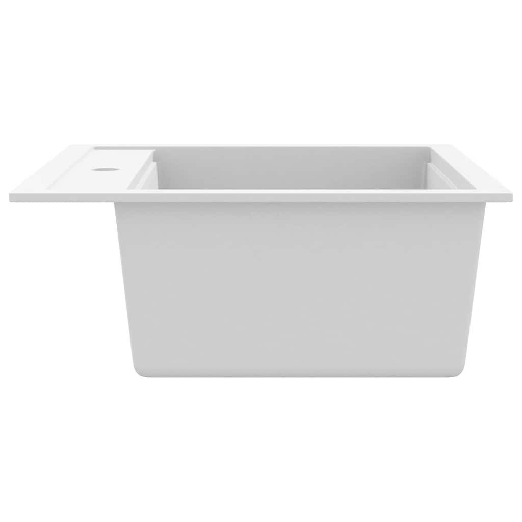 144863 vidaXL Granite Kitchen Sink Single Basin White
