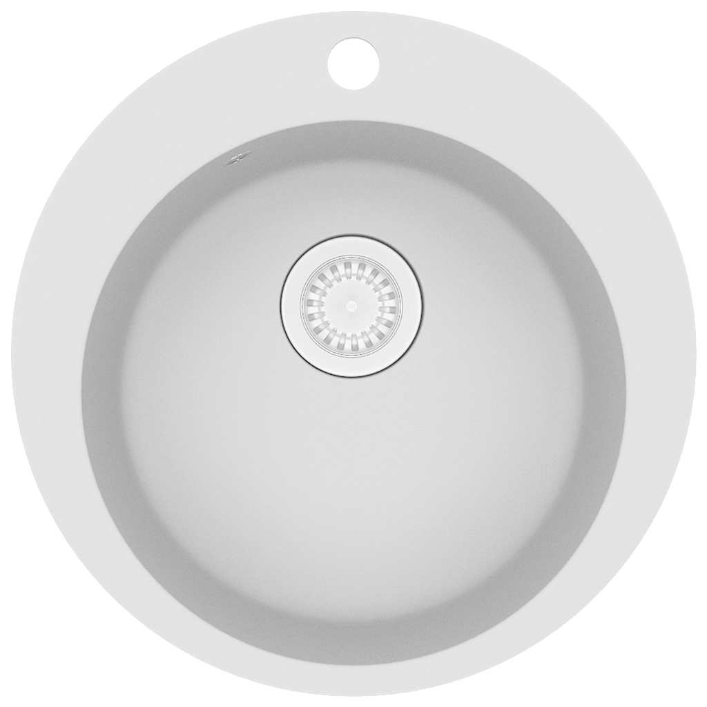 Granite Kitchen Sink Single Basin Round White