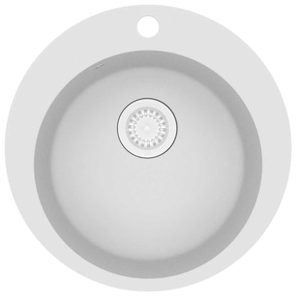 Granite Kitchen Sink Single Basin Round White