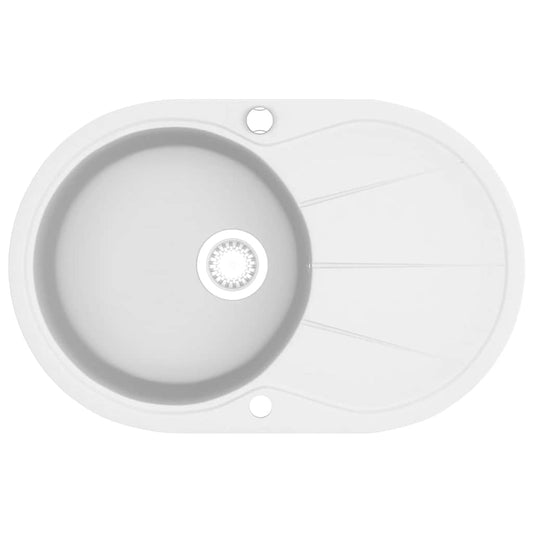 Granite Kitchen Sink Single Basin Oval White