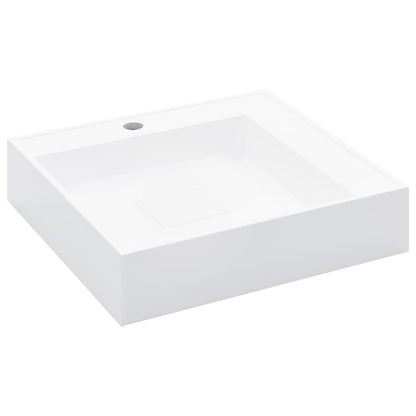 Wash Basin 19.7"x19.7"x4.8" Mineral Cast/Marble Cast White