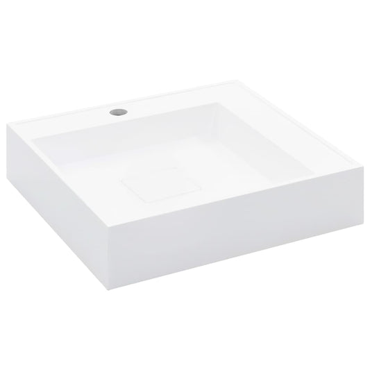 Wash Basin 19.7"x19.7"x4.8" Mineral Cast/Marble Cast White