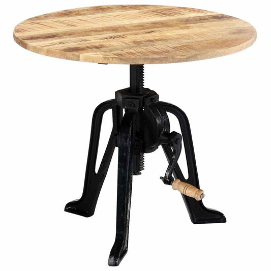 Side Table | Brown, Black | Solid mango wood, Cast iron | 60 cm Diameter