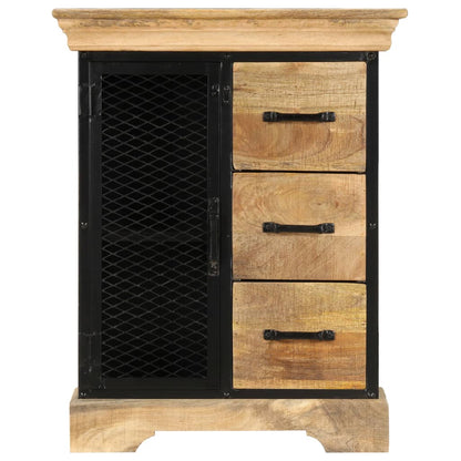 vidaXL Sideboard Brown and Black Solid Mango Wood and Powder-Coated Iron