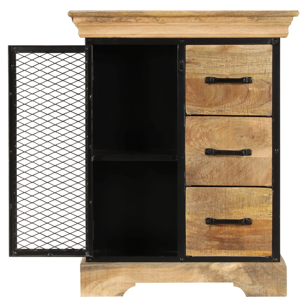vidaXL Sideboard Brown and Black Solid Mango Wood and Powder-Coated Iron
