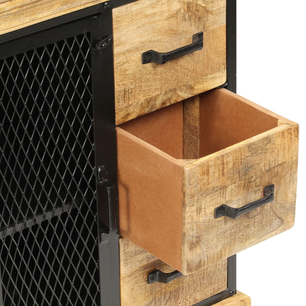 vidaXL Sideboard Brown and Black Solid Mango Wood and Powder-Coated Iron
