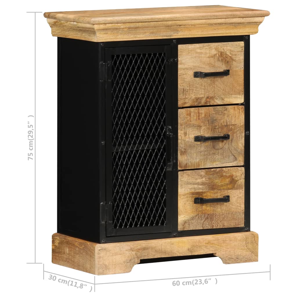 vidaXL Sideboard Brown and Black Solid Mango Wood and Powder-Coated Iron