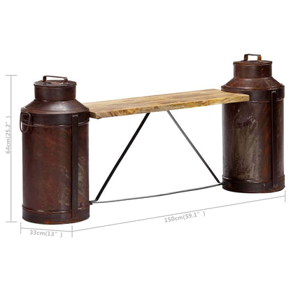 Milk Bottle Bench 150x33x64 cm Solid Mango Wood