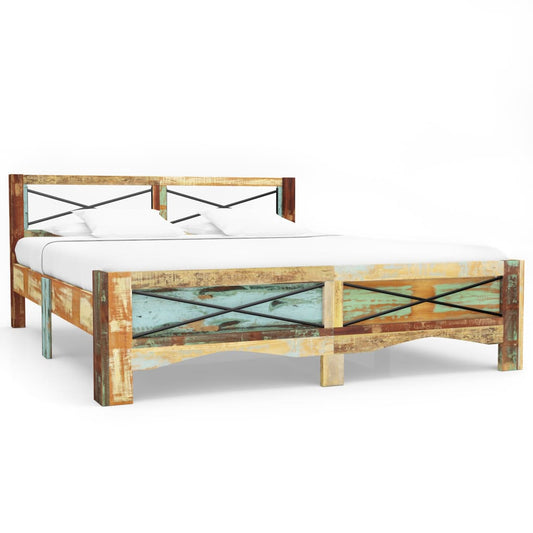 Bed Frame Mixed colors due to reclaimed wood Solid Reclaimed Wood