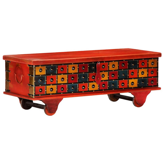 Storage Box | Red | Solid Acacia wood | 110cm | Storage Box | Rectangular