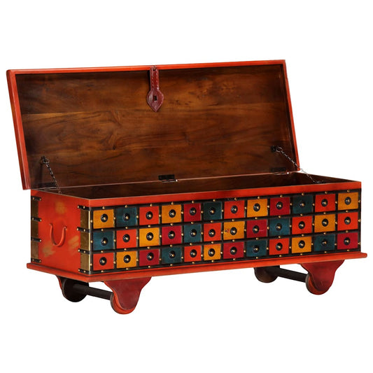 Storage Box | Red | Solid Acacia wood | 110cm | Storage Box | Rectangular