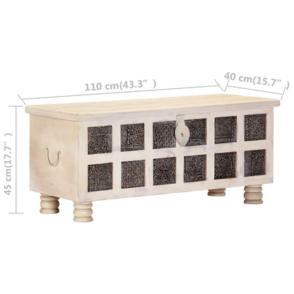 247670 vidaXL Storage Box White 110x40x45 cm Solid Acacia Wood