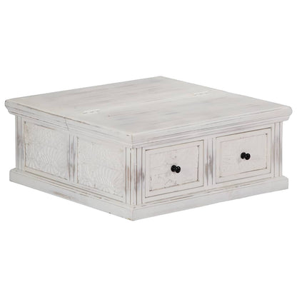 Coffee Table | White | Solid Mango Wood | 70 cm x 70 cm x 30 cm