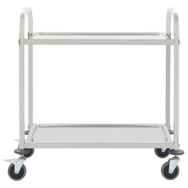 2-Tier Kitchen Trolley 96.5x55x90 cm Stainless Steel