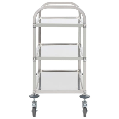 3-Tier Kitchen Trolley 96.5x55x90 cm Stainless Steel