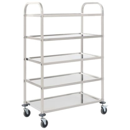 5-Tier Kitchen Trolley 107x55x147 cm Stainless Steel