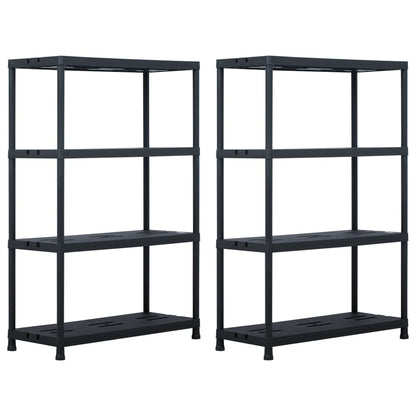 Storage Shelf Racks 2 pcs Black 220 kg 90x40x138 cm Plastic
