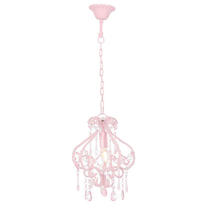 Ceiling Lamp with Beads Pink Round E14