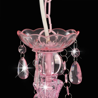 Chandelier with Beads Pink Round 3 x E14