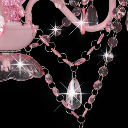 Chandelier with Beads Pink Round 3 x E14