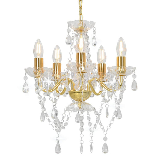 Chandelier | Gold, Clear | Metal, Acrylic | Medium | Chandelier | Round