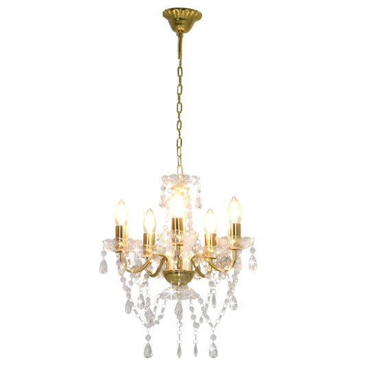 Chandelier | Gold, Clear | Metal, Acrylic | Medium | Chandelier | Round