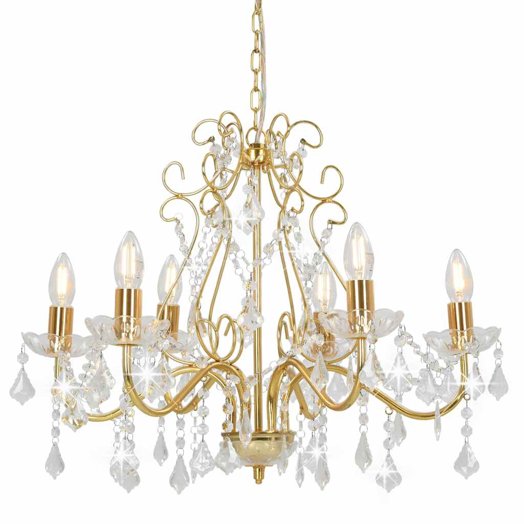 Chandelier | Golden, transparent | Metal, Acrylic | Medium
