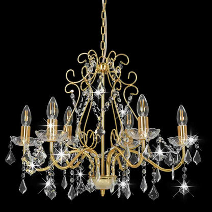 Chandelier | Golden, transparent | Metal, Acrylic | Medium