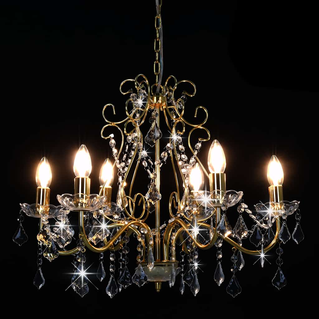 Chandelier | Golden, transparent | Metal, Acrylic | Medium